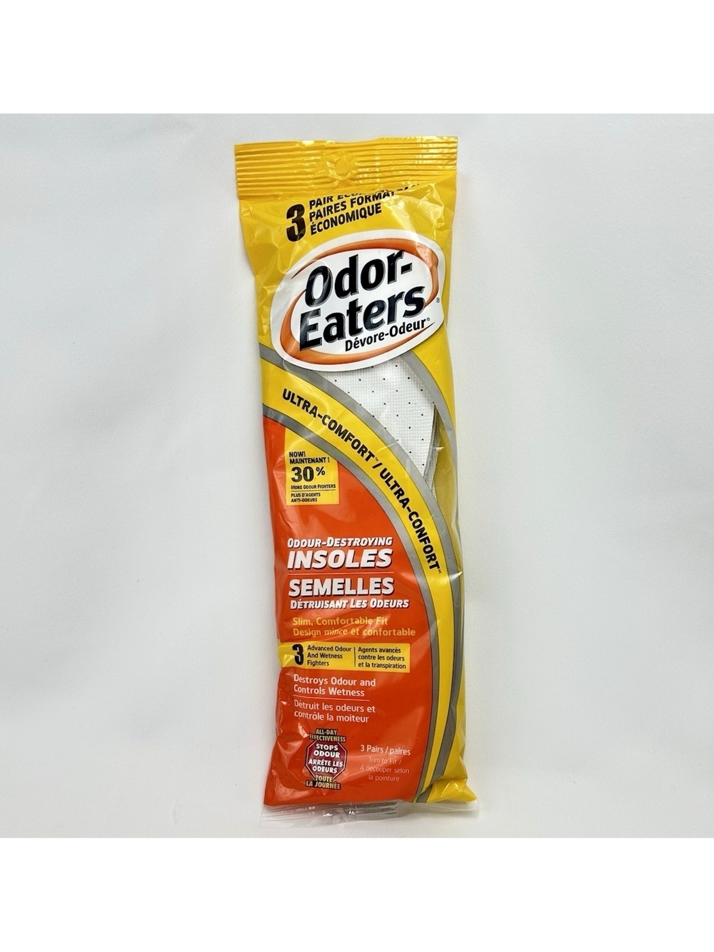 Odor Eaters Insoles Ultra Comfort 3 Pairs Smell & Wetness Control *New Unopened*